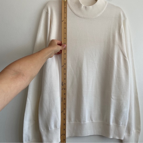 Sandro Mens Wool blend Turtleneck Sweater cream knit mock solid quiet luxury XXL - Picture 8 of 14